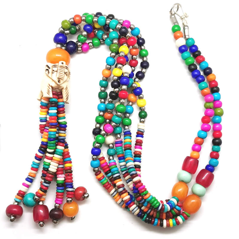 Ethnic Fashion Com - Tibetan Jewelry Rainbow Yak Bone Beaded