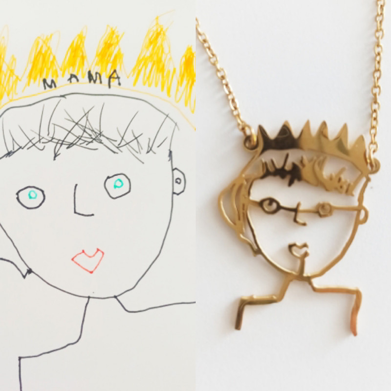 Ethnic Fashion Logo - Custom Kids Diy Pictures Drawing Necklace