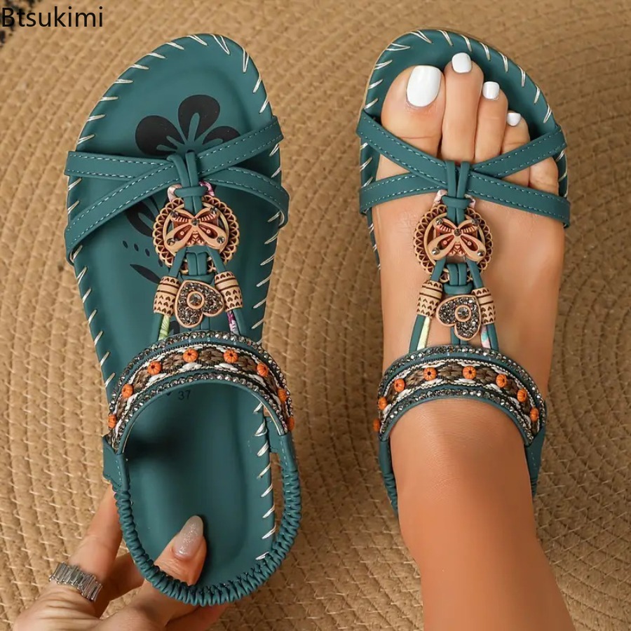 Ethnic Fashion Dress - Women Bohemian Sandals Outdoor Beach Dress