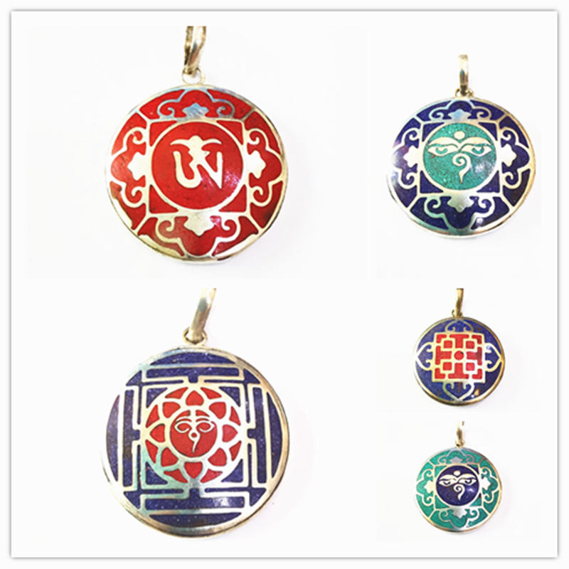 Ethnic Fashion Com - Tibetan White Metal Copper Mandala Amulet