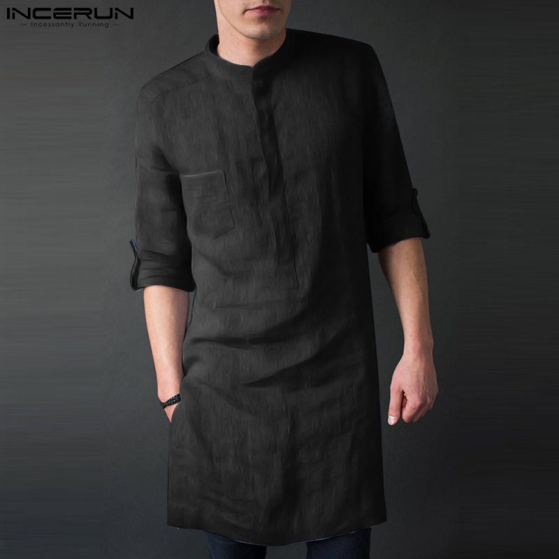 INCERUN Men's Long Sleeve Midi - Kurta Men Cotton ulasan dan harga