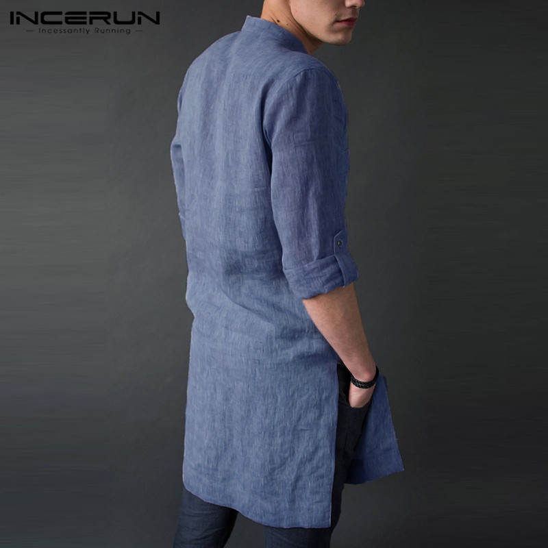 INCERUN Men's Long Sleeve Midi - Kurta Men Cotton ulasan dan harga