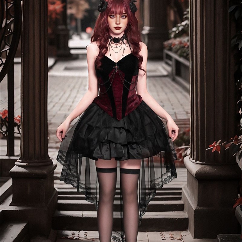 Dark Gothic Style Devil  Suit  - Ethnic Fashion Dress ulasan dan harga