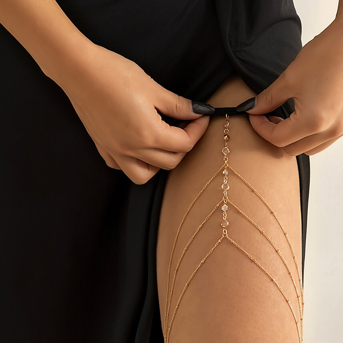 Boho Elastic Band Crystal Leg  - Ethnic Fashion Dress ulasan dan harga