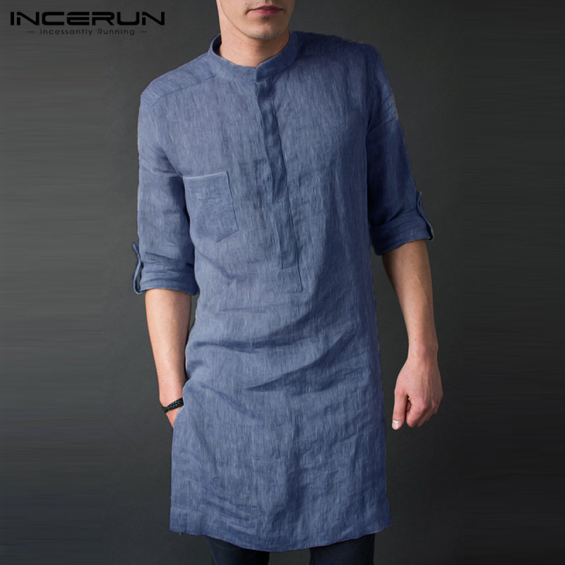 INCERUN Men's Long Sleeve Midi - Kurta Men Cotton ulasan dan harga