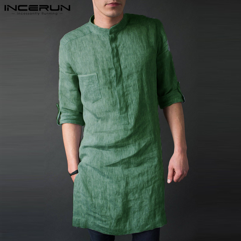 INCERUN Men's Long Sleeve Midi - Kurta Men Cotton ulasan dan harga