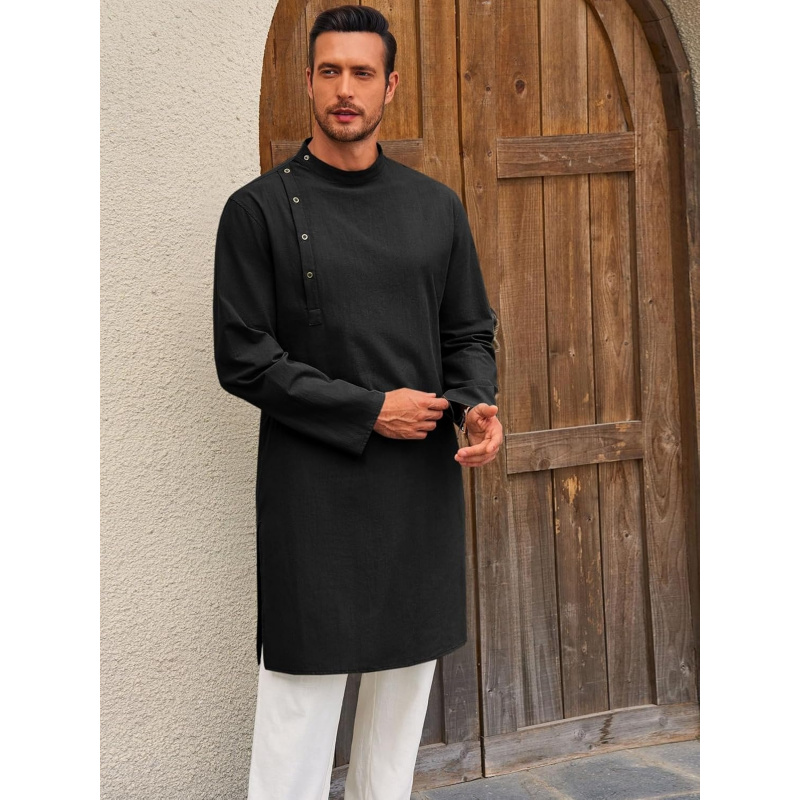 Mens Kaftan Thobe Robe Long Sl - Kurta Men Cotton ulasan dan harga