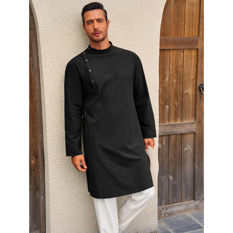 Mens Kaftan Thobe Robe Long Sl - Kurta Men Cotton ulasan dan harga