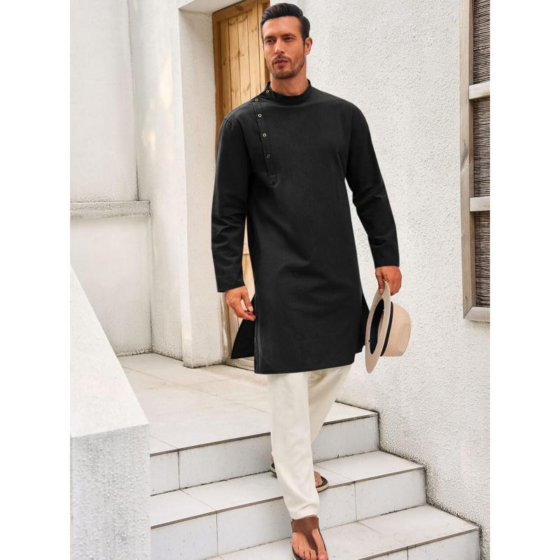 Mens Kaftan Thobe Robe Long Sl - Kurta Men Cotton ulasan dan harga