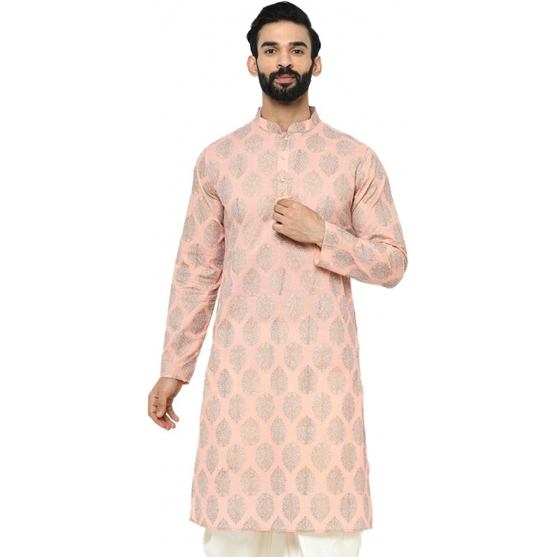 Mens Kurta - Printed Cotton Bl - Kurta Men Cotton ulasan dan harga