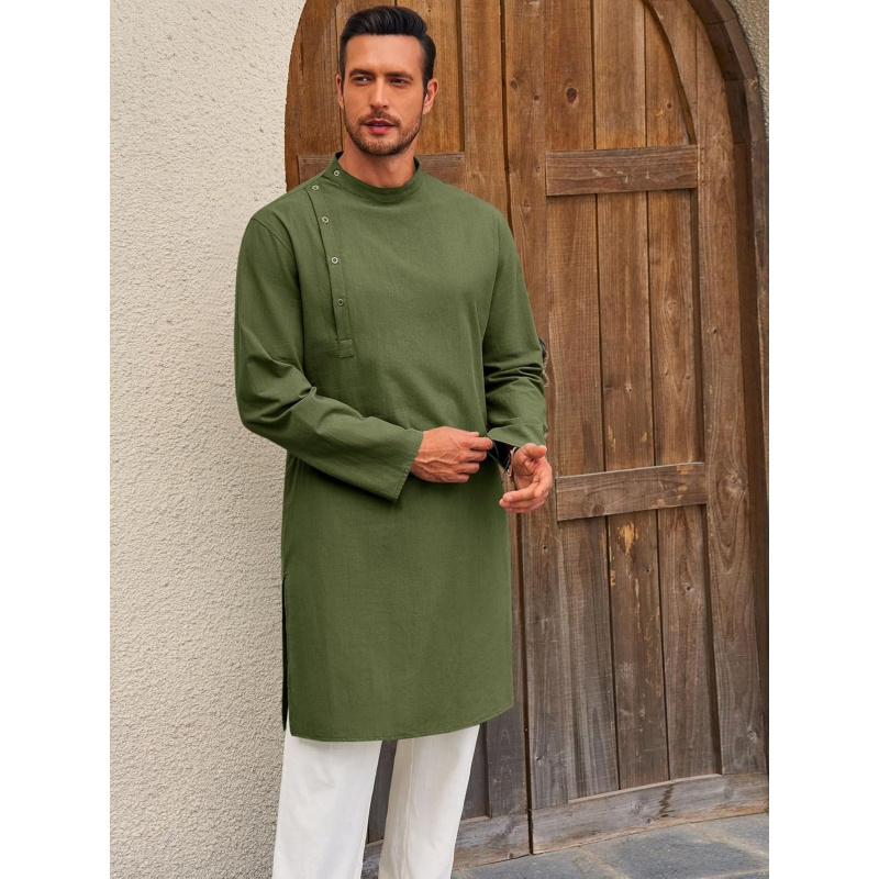 Mens Kaftan Thobe Robe Long Sl - Kurta Men Cotton ulasan dan harga