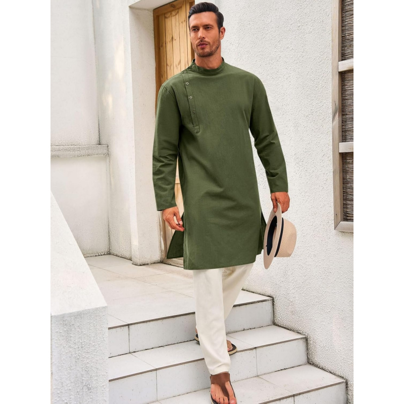 Mens Kaftan Thobe Robe Long Sl - Kurta Men Cotton ulasan dan harga