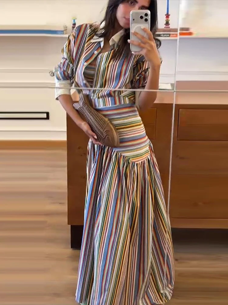 Boho Colorful Stripe Shirt Max - Ethnic Fashion Dress ulasan dan harga