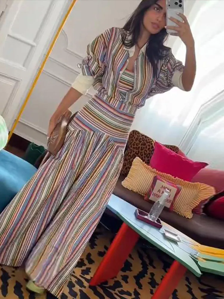 Boho Colorful Stripe Shirt Max - Ethnic Fashion Dress ulasan dan harga