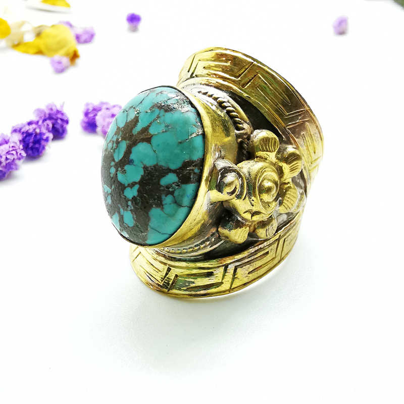 Tibetan Big Rings for Man Gold - Ethnic Fashion Com ulasan dan harga